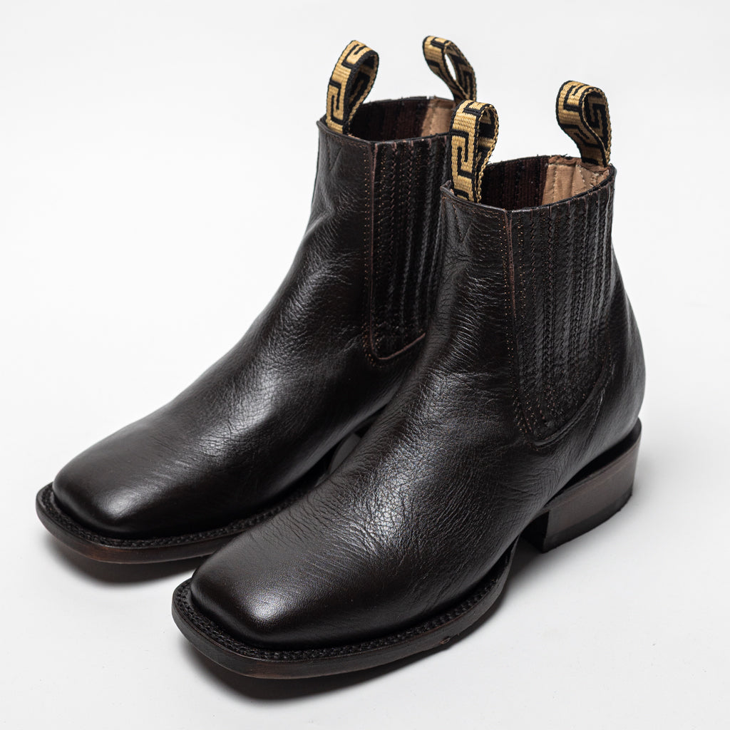 BOTA GOLDRUSH BOTIN CAFÉ SUELA CUERO ESTILO CUADRADO
