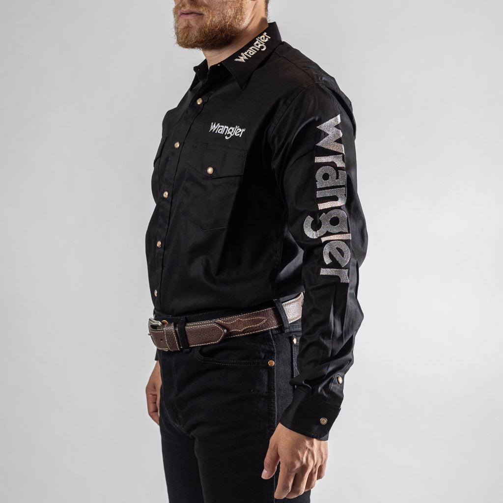 CAMISA WRANGLER WESTERN SHIRTS BORDADA NEGRA