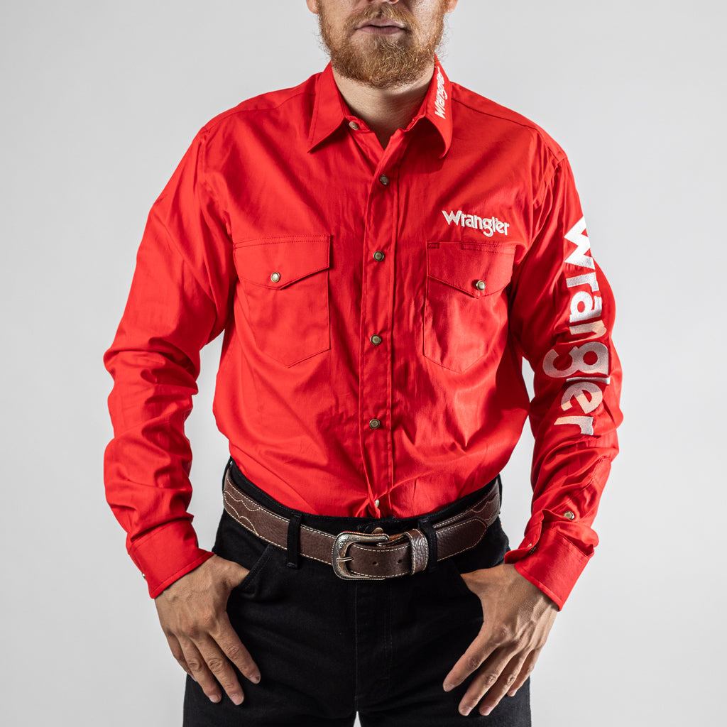 CAMISA WRANGLER WESTERN SHIRTS ROJA BORDADA