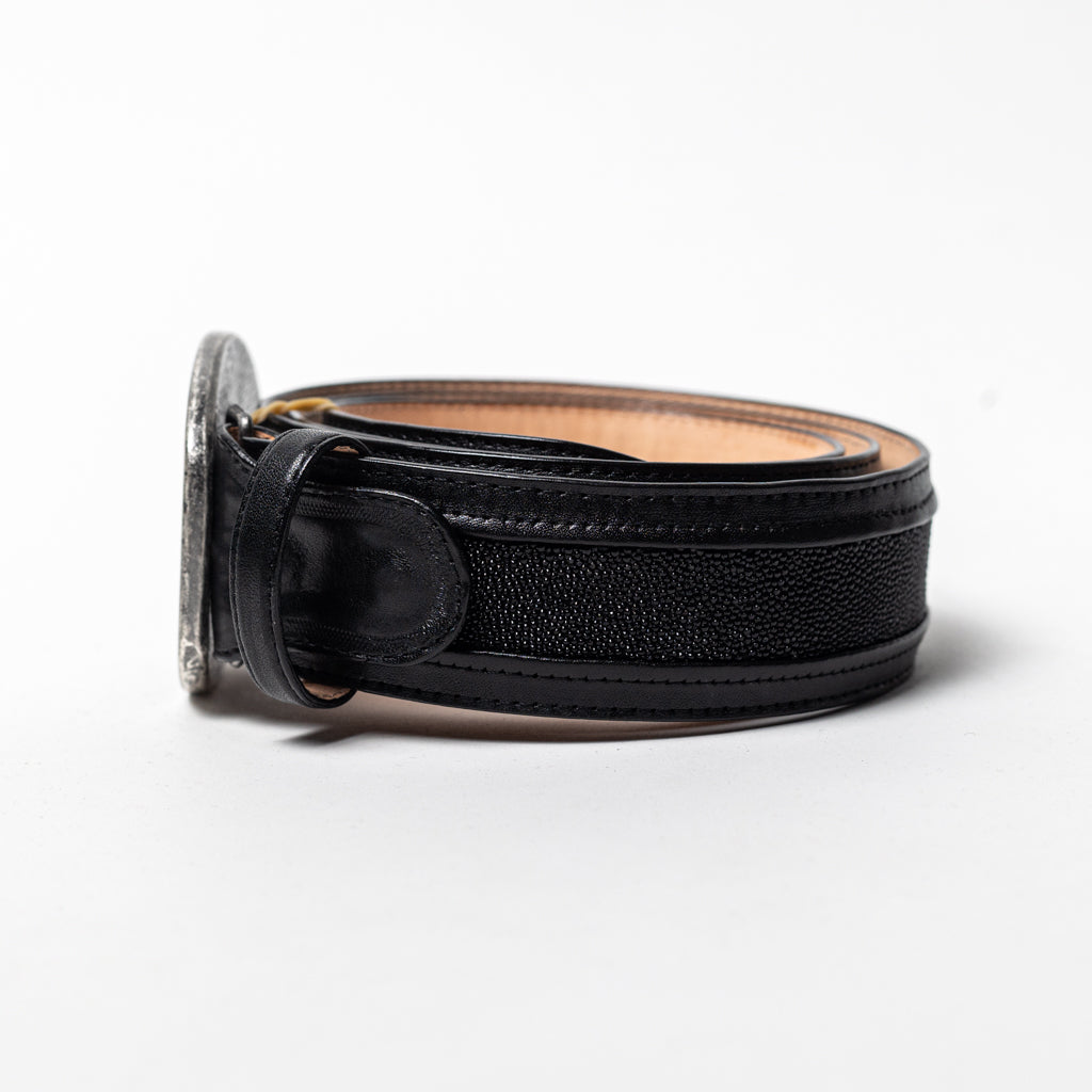 CINTO PIEL DE MANTARRAYA MACHO COLOR NEGRO