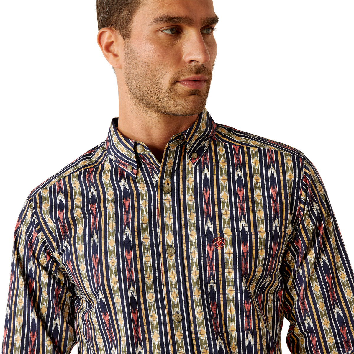 CAMISA ARIAT CHAZ FTD LS SHRT NAVY