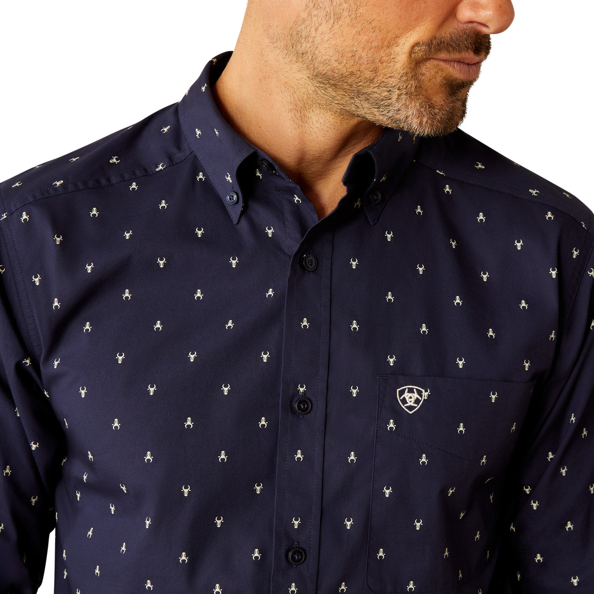 CAMISA ARIAT CORDELL FTD LS SHRT NAVY