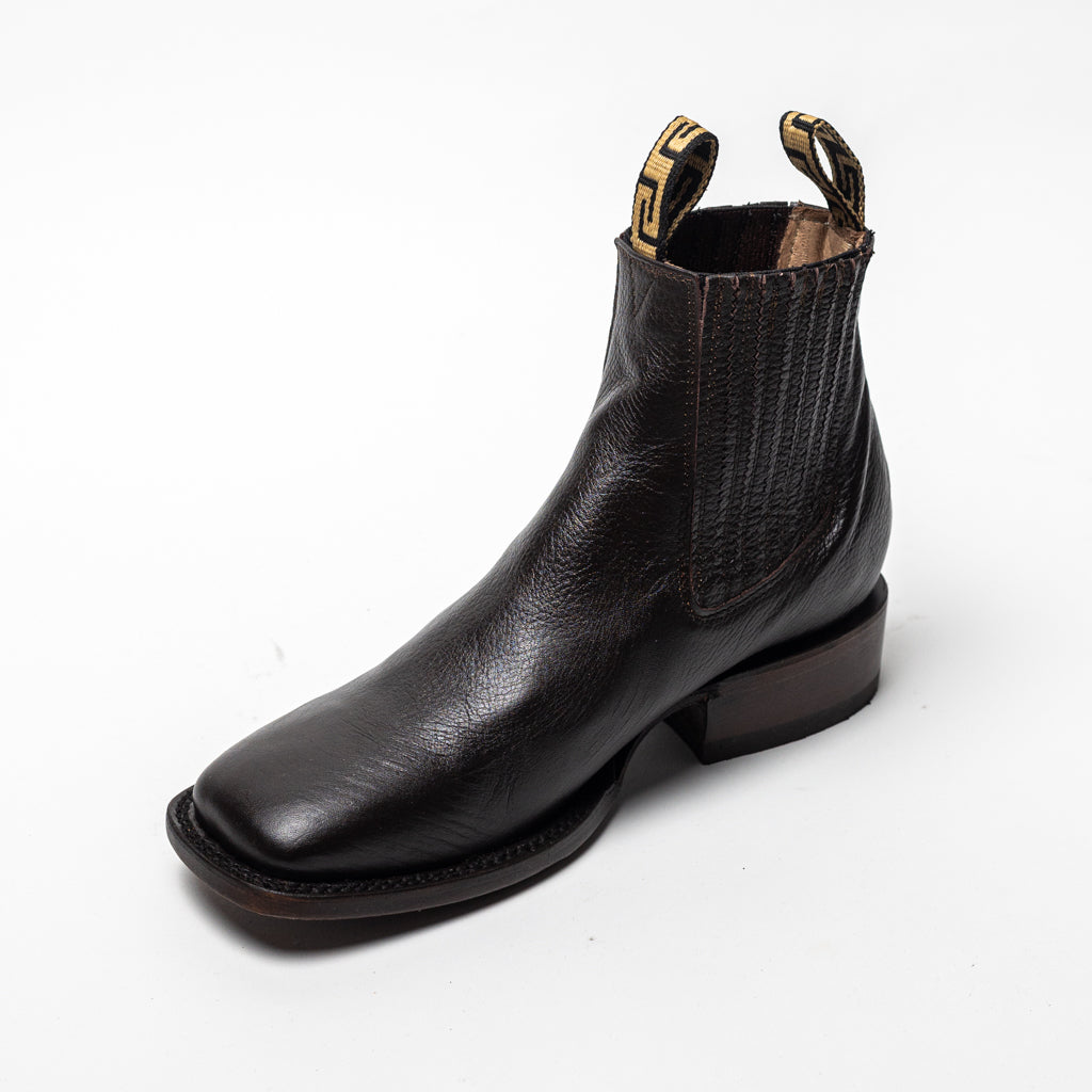 BOTA GOLDRUSH BOTIN CAFÉ SUELA CUERO ESTILO CUADRADO