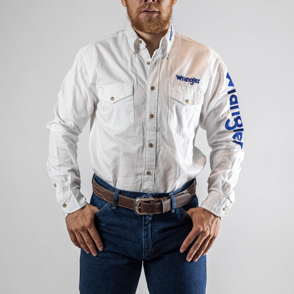 CAMISA WRANGLER WESTERN SHIRTS BORDADA BLANCA
