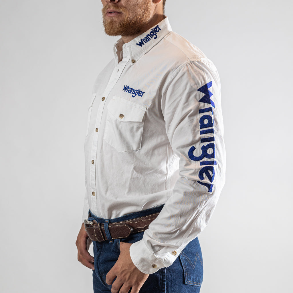 CAMISA WRANGLER WESTERN SHIRTS BORDADA BLANCA