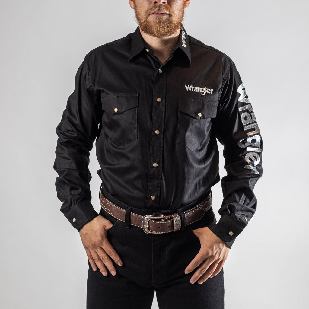 CAMISA WRANGLER WESTERN SHIRTS BORDADA NEGRA