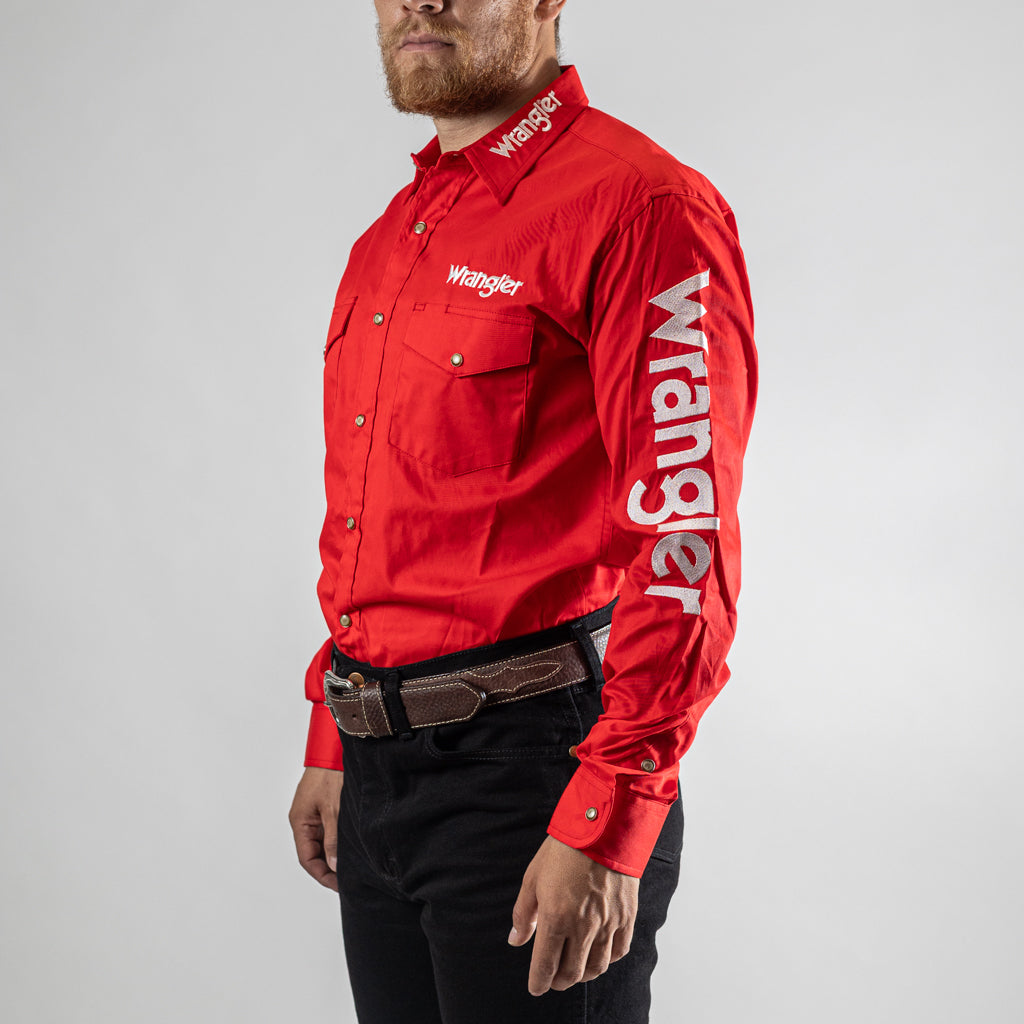 CAMISA WRANGLER WESTERN SHIRTS ROJA BORDADA