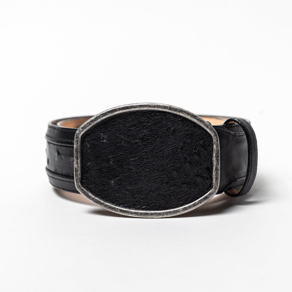 CINTO PIEL DE AVESTRUZ COLOR NEGRO