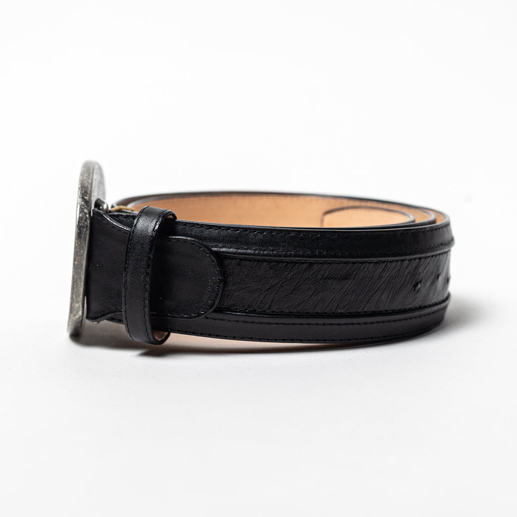 CINTO PIEL DE AVESTRUZ COLOR NEGRO