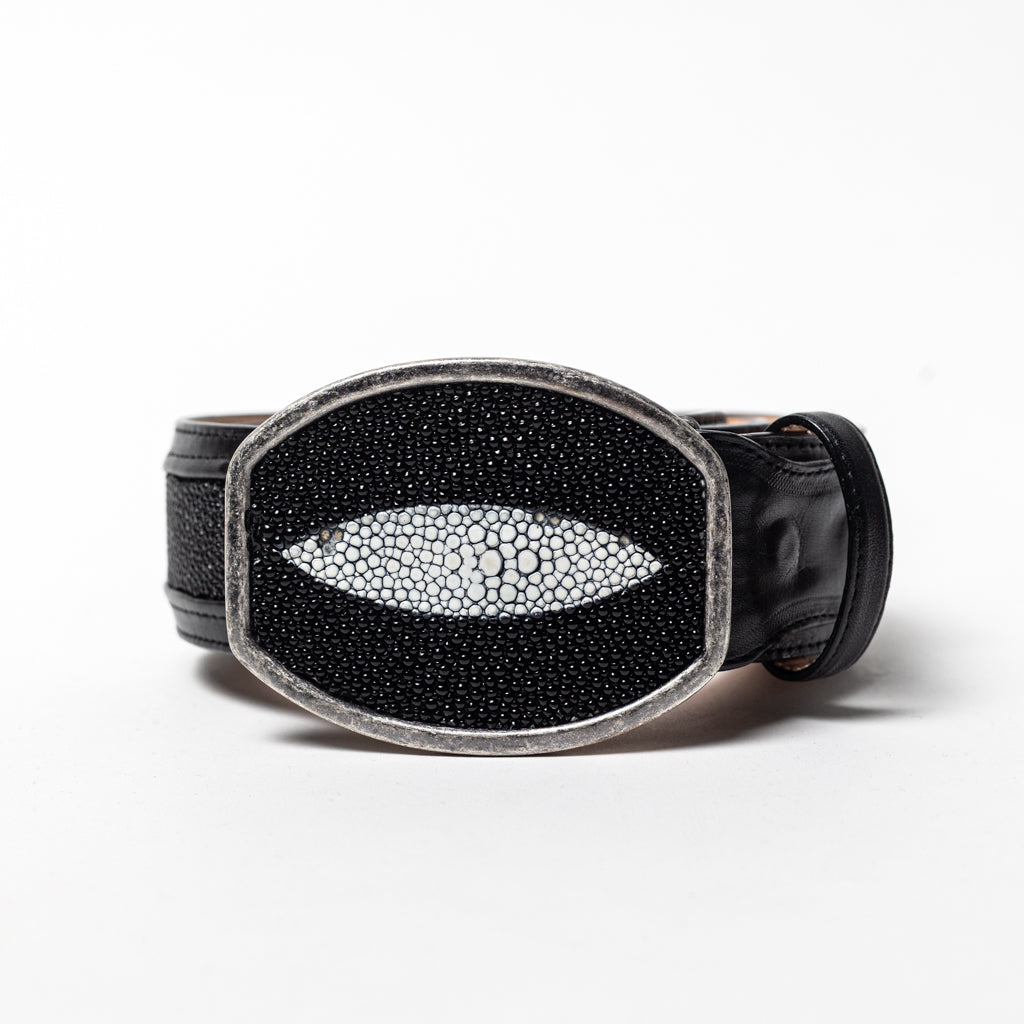 CINTO PIEL DE MANTARRAYA MACHO COLOR NEGRO