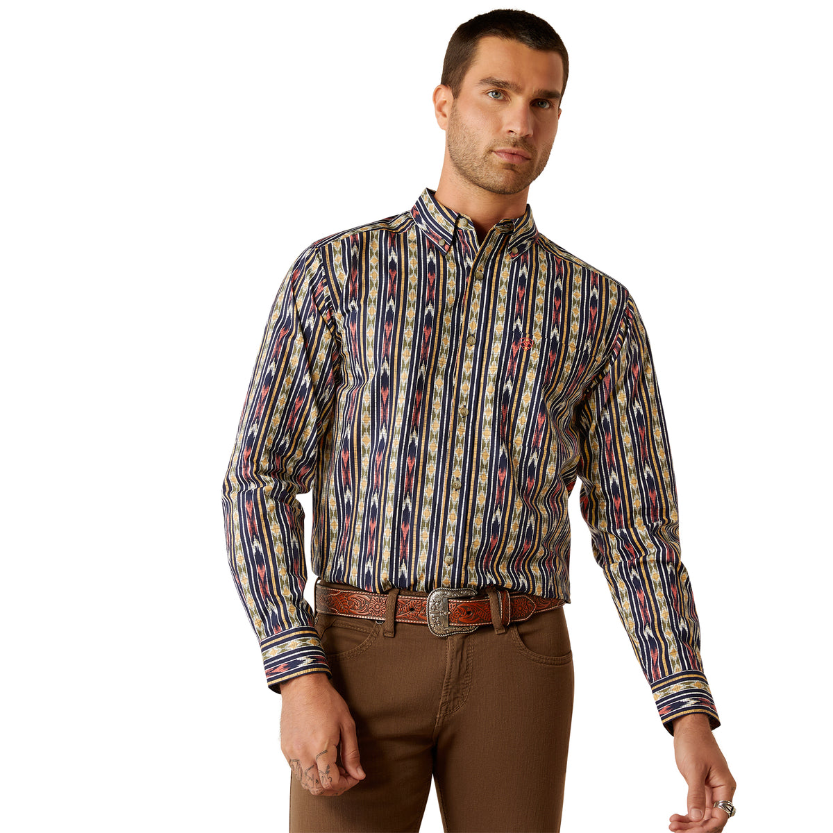 CAMISA ARIAT CHAZ FTD LS SHRT NAVY